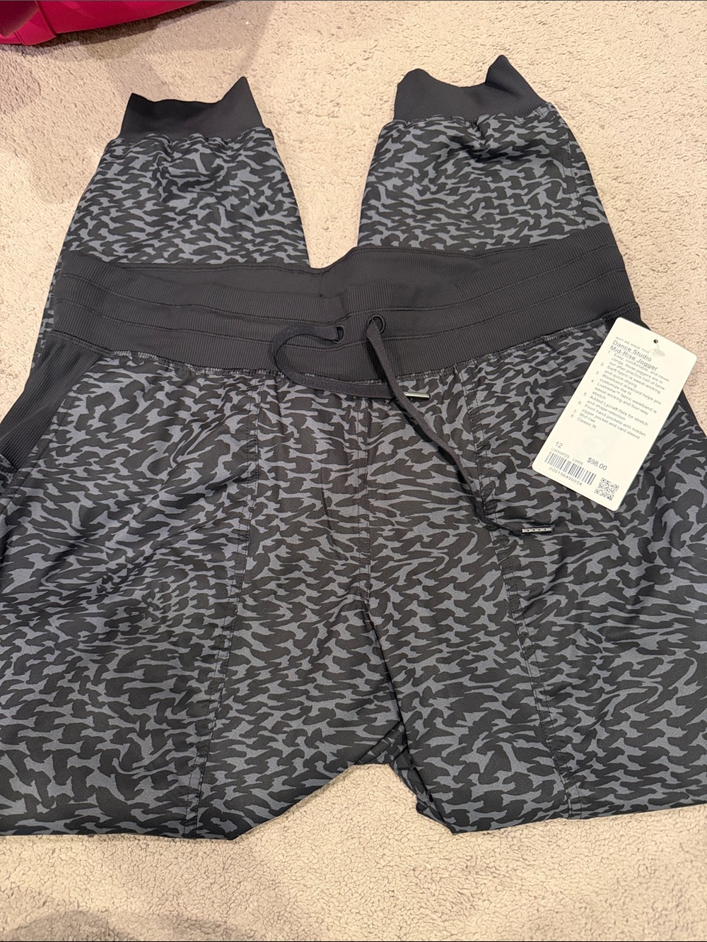 Brand New Lululemon Dance Studio Mid-rise Jogger Size 12 & Color Black/Gray